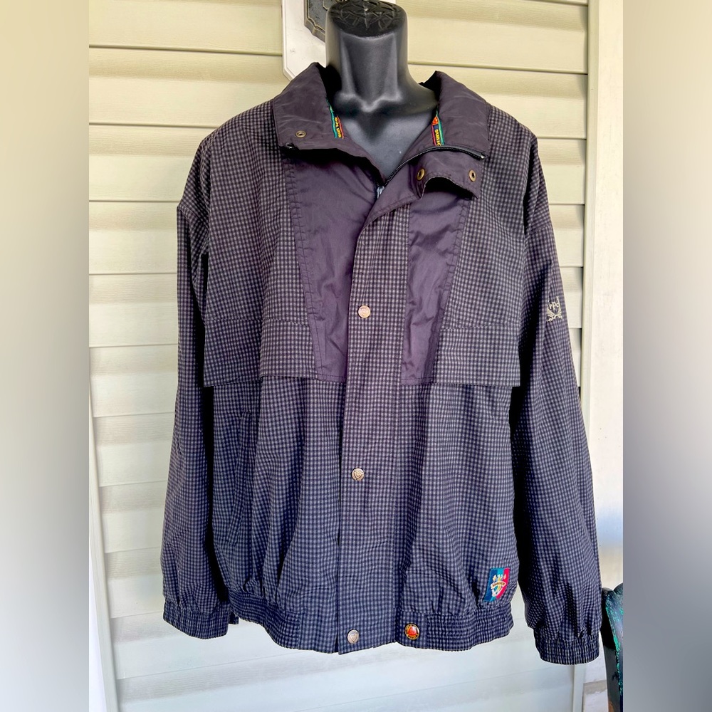Sunice Golf Full Zip Windbreaker Golf Jacket Size XXL Black Gray Houndstooth